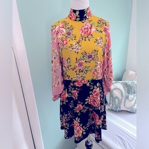 Zara multi pattern dress